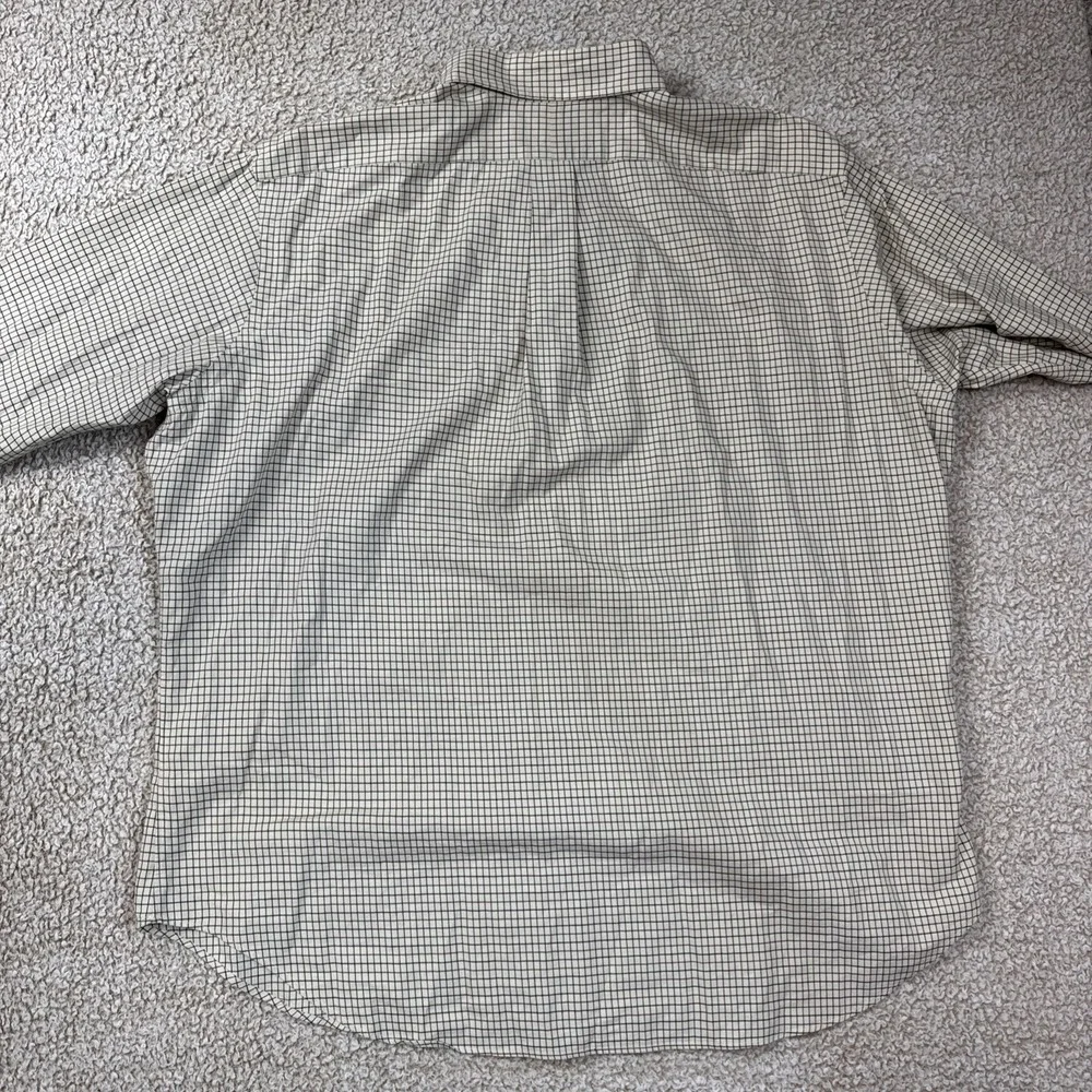 Ralph Lauren Button Down Shirt Mens XL Cream Tattersall Check Classic Fit Cotton